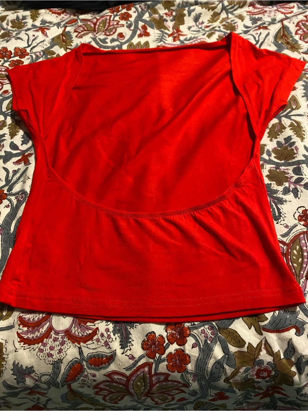 SHEIN Vibrant Red Scoop-Back Short Sleeve Tee